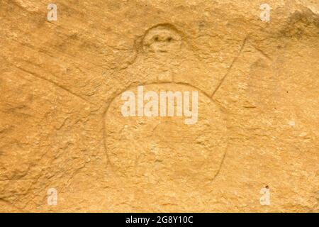 Petroglyph, Rosebud Battlefield State Park, Montana Stockfoto
