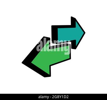 Zwei grüne Pfeile, die in entgegengesetzte Richtungen zeigen Stock Vektor