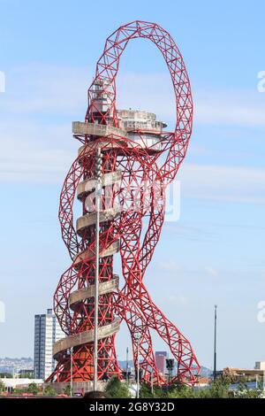 Der ArcelorMittal Orbit Tower im Olympic Park Stratford während der Olympischen Spiele 2012 in London, England, Großbritannien Stockfoto