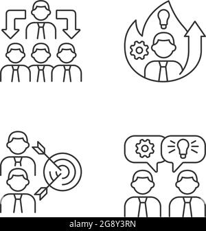 Arbeiten zusammen lineare Symbole gesetzt Stock Vektor