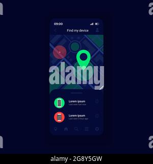 Verfolgung gestohlener Smartphone-Schnittstelle Vektorvorlage Stock Vektor