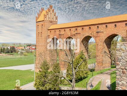 Das Schloss Kwidzyn wurde 1233 erbaut und ist ein schönes Beispiel für die Architektur der deutschen Ritterburgen. Es ist berühmt für seine roten Backsteine und seine ungewöhnliche Form Stockfoto