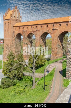 Das Schloss Kwidzyn wurde 1233 erbaut und ist ein schönes Beispiel für die Architektur der deutschen Ritterburgen. Es ist berühmt für seine roten Backsteine und seine ungewöhnliche Form Stockfoto