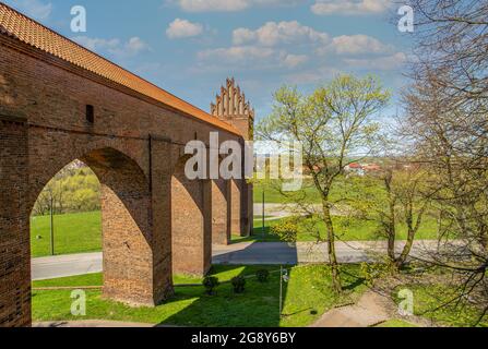 Das Schloss Kwidzyn wurde 1233 erbaut und ist ein schönes Beispiel für die Architektur der deutschen Ritterburgen. Es ist berühmt für seine roten Backsteine und seine ungewöhnliche Form Stockfoto