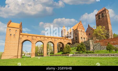 Das Schloss Kwidzyn wurde 1233 erbaut und ist ein schönes Beispiel für die Architektur der deutschen Ritterburgen. Es ist berühmt für seine roten Backsteine und seine ungewöhnliche Form Stockfoto