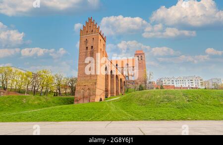 Das Schloss Kwidzyn wurde 1233 erbaut und ist ein schönes Beispiel für die Architektur der deutschen Ritterburgen. Es ist berühmt für seine roten Backsteine und seine ungewöhnliche Form Stockfoto