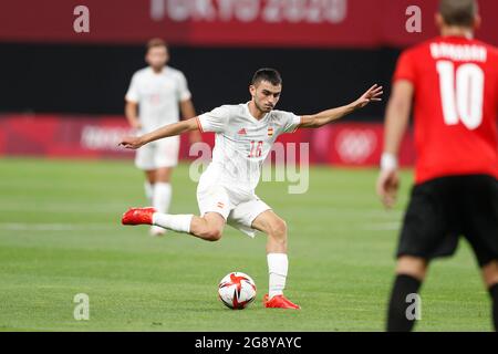 Sapporo, Japan. Juli 2021. Pedri (ESP) Fußball/Fußball : Olympische Spiele Tokio 2020 Männerfußball 1. Runde Gruppe C Spiel zwischen Ägypten 0-0 Spanien im Sapporo Dome in Sapporo, Japan . Quelle: Mutsu Kawamori/AFLO/Alamy Live News Stockfoto