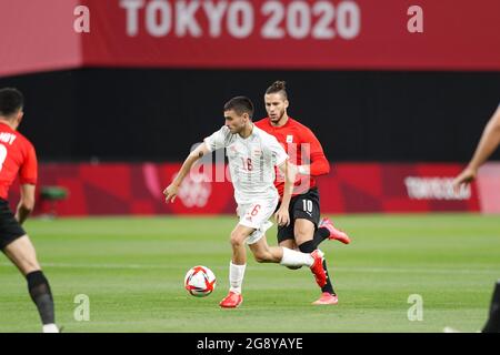 Sapporo, Japan. Juli 2021. Pedri (ESP) Fußball/Fußball : Olympische Spiele Tokio 2020 Männerfußball 1. Runde Gruppe C Spiel zwischen Ägypten 0-0 Spanien im Sapporo Dome in Sapporo, Japan . Quelle: Mutsu Kawamori/AFLO/Alamy Live News Stockfoto