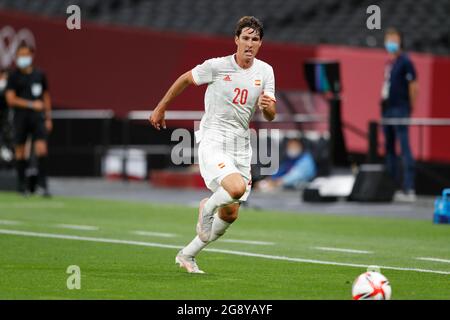 Sapporo, Japan. Juli 2021. Juan Miranda (ESP) Fußball/Fußball : Olympische Spiele Tokio 2020 Männer Fußball 1. Runde Gruppe C Spiel zwischen Ägypten 0-0 Spanien im Sapporo Dome in Sapporo, Japan . Quelle: Mutsu Kawamori/AFLO/Alamy Live News Stockfoto