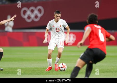 Sapporo, Japan. Juli 2021. Pedri (ESP) Fußball/Fußball : Olympische Spiele Tokio 2020 Männerfußball 1. Runde Gruppe C Spiel zwischen Ägypten 0-0 Spanien im Sapporo Dome in Sapporo, Japan . Quelle: Mutsu Kawamori/AFLO/Alamy Live News Stockfoto