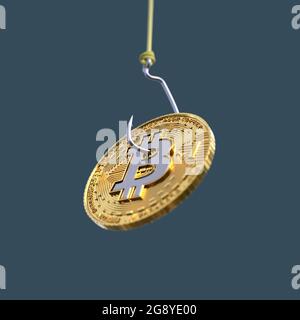 bitcoin am Haken Stockfoto