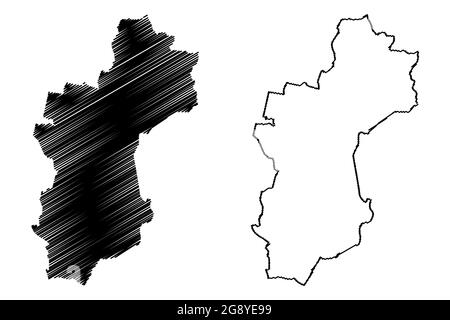 Vechta-Kreis (Bundesrepublik Deutschland, Landkreis, Bundesland Niedersachsen) Kartenvektordarstellung, Scribble-Skizze Vechta-Karte Stock Vektor