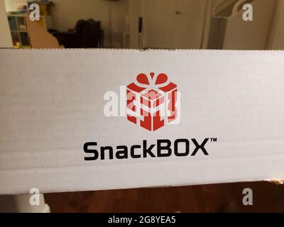 USA. März 2021. Nahaufnahme des Firmenlogos für die Snackbox-Fertigpflegepakete in Lafayette, Kalifornien, 7. März 2021. (Foto: Smith Collection/Gado/Sipa USA) Quelle: SIPA USA/Alamy Live News Stockfoto