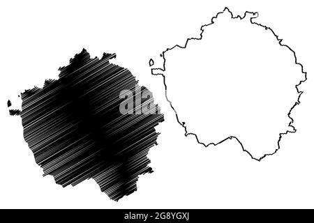 Landkreis Uelzen (Bundesrepublik Deutschland, Landkreis, Bundesland Niedersachsen) Kartenvektordarstellung, Scribble-Skizze Uelzen-Karte Stock Vektor