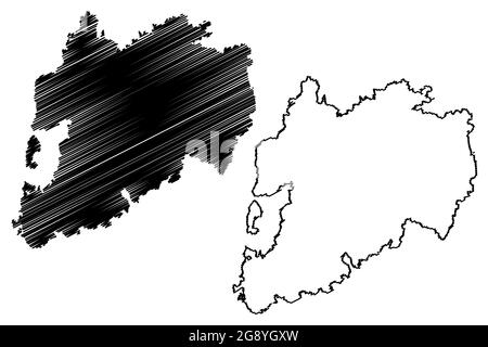 Unterallgau (Bundesrepublik Deutschland, Landkreis Schwaben, Freistaat Bayern) Kartenvektordarstellung, Scribble-Skizze Unterallgau Stock Vektor