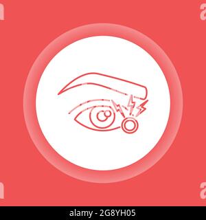 Symbol für die Farbschaltfläche für akute Augenschmerzen. Augenentzündung. Allergiesymptome. Isoliertes Vektorelement. Skizzieren Sie das Piktogramm für Webseite, mobile App, Promo. Stock Vektor