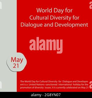 Der Welttag der kulturellen Vielfalt für Dialog und Entwicklung ist ein von den Vereinten Nationen sanktionierter internationaler Feiertag zur Förderung der Vielfalt Stock Vektor