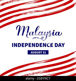 Typografie-Poster zum Unabhängigkeitstag von Malaysia. Nationalfeiertag am 31. August. Vektor-Vorlage für Banner, Grußkarte, Flyer, etc. Stock Vektor