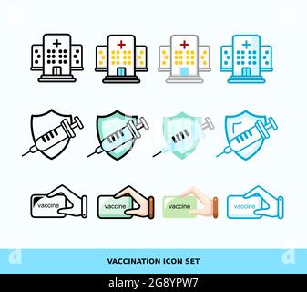 Vektor für Impfstoffsymbole mit einem anderen Design zeigt EPS Symbole an, die auch nach Schicht zu Schicht gruppiert sind und einfach zu bearbeiten sind Stock Vektor
