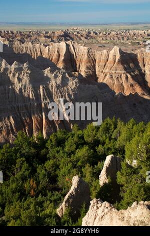 Badlands von Pinnacles Overlook, Badlands National Park, South Dakota Stockfoto