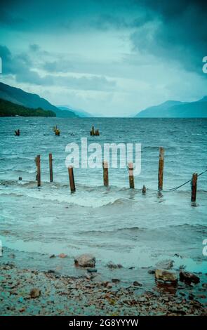 Blick auf die Nordküste von Loch Ness in Schottland, Großbritannien Stockfoto