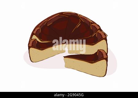 San sebastian Kuchen, Käse Kuchen Illustration. Stockfoto