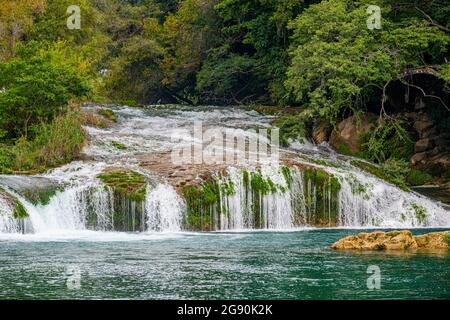Wunderschöne Cascadas de Micos im Wald, La Huasteca, Mexiko Stockfoto