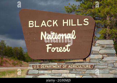 Eingangsschild, Black Hills National Forest, South Dakota Stockfoto