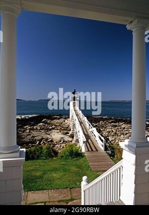 Marshall Point Leuchtturm am Port Clyde, Maine Stockfoto