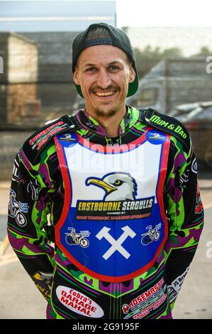 Manchester, Großbritannien. 23. Juli 2021. Richard Andrews - Eastbourne Seagulls während des Spiels der National Development League zwischen Belle Vue Colts und Eastbourne Seagulls am Freitag, den 23. Juli 2021, im National Speedway Stadium in Manchester. (Kredit: Ian Charles | MI News) Kredit: MI News & Sport /Alamy Live News Stockfoto