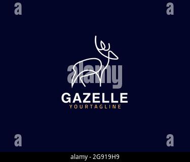 Cooles einzeiliges Gazelle-Logo-Design und einzigartiges Tierkonzept, kann als Zeichen, App-Symbol oder Symbol, Multi-Layer-Vektor und einfach zu modifizieren, Größe und Stock Vektor