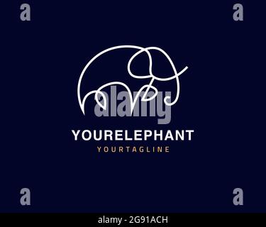 Cooles One Line Elephant Logo Design und einzigartiges Tierkonzept, kann als Zeichen, App-Symbol oder Symbol, Multi-Layer-Vektor und einfach zu modifizieren, Größe A verwendet werden Stock Vektor