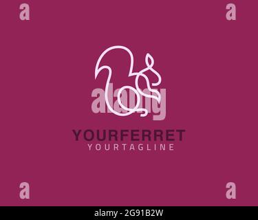 Cool eine Linie Frettchen-Logo-Design und einzigartige Tier-Konzept, kann als Zeichen, App-Symbol oder Symbol, Multi-Layer-Vektor und einfach zu modifizieren, Größe und verwendet werden Stock Vektor