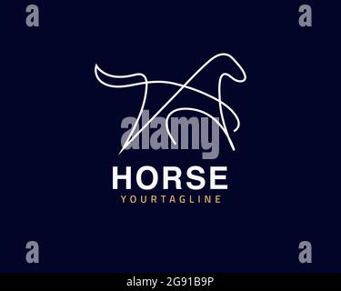 Cooles One Line Horse Logo Design und einzigartiges Tierkonzept, kann als Zeichen, App-Symbol oder Symbol, Multi-Layer-Vektor und einfach zu modifizieren, Größe und verwendet werden Stock Vektor