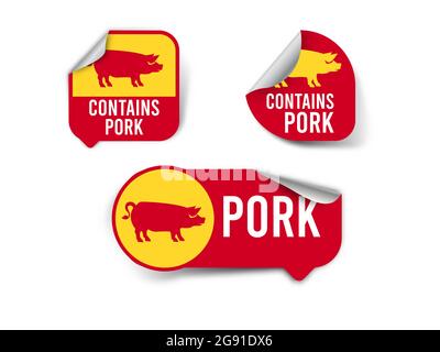 Das Etikett für Halal-Lebensmittel enthält Informationen zum Schweinefleisch Stock Vektor
