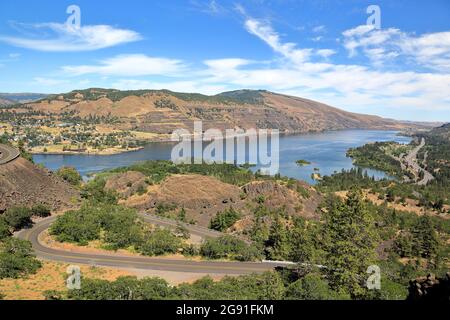 Die Rowena Road Loops an der Columbia River Gorge, Oregon Stockfoto