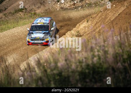 48 Pajari Sami (FIN), Salminen Marko (FIN), Ford Fiesta Rally4, Aktion während der Rallye Estland, 7. Runde der FIA WRC-Meisterschaft 2021 vom 15. Bis 18. Juli in Tartu, Kreis Tartu in Estland - Foto Nikos Katikis / DPPI Stockfoto