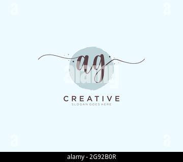 AG feminine Logo Schönheit Monogramm und elegantes Logo-Design, Handschrift Logo der ursprünglichen Signatur, Hochzeit, Mode, floral und botanisch mit kreativen Stock Vektor