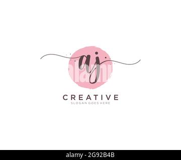 AJ feminine Logo Schönheit Monogramm und elegantes Logo-Design, Handschrift Logo der ursprünglichen Signatur, Hochzeit, Mode, Blumen und botanischen mit kreativen Stock Vektor