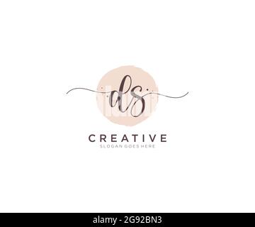 DS feminine Logo Schönheit Monogramm und elegantes Logo-Design, Handschrift Logo der ursprünglichen Signatur, Hochzeit, Mode, Blumen und botanischen mit kreativen Stock Vektor