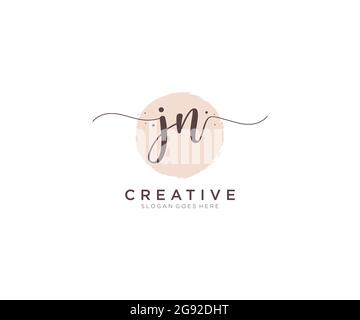 JN feminine Logo Schönheit Monogramm und elegantes Logo-Design, Handschrift Logo der ursprünglichen Signatur, Hochzeit, Mode, Blumen und botanischen mit kreativen Stock Vektor