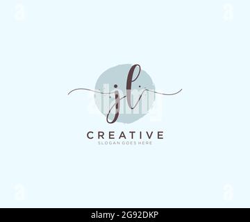JL feminine Logo Schönheit Monogramm und elegantes Logo-Design, Handschrift Logo der ursprünglichen Signatur, Hochzeit, Mode, Blumen und botanischen mit kreativen Stock Vektor