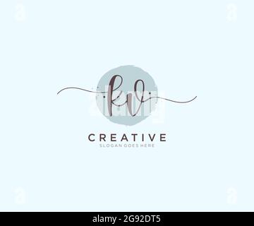 KV feminine Logo Schönheit Monogramm und elegantes Logo-Design, Handschrift Logo der ursprünglichen Signatur, Hochzeit, Mode, Blumen und botanischen mit kreativen Stock Vektor