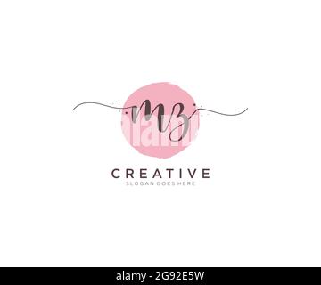 MZ feminine Logo Schönheit Monogramm und elegantes Logo-Design, Handschrift Logo der ursprünglichen Signatur, Hochzeit, Mode, floral und botanisch mit kreativen Stock Vektor