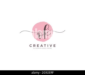 OK feminine Logo Schönheit Monogramm und eleganten Logo-Design, Handschrift Logo der ursprünglichen Signatur, Hochzeit, Mode, floral und botanisch mit kreativen Stock Vektor