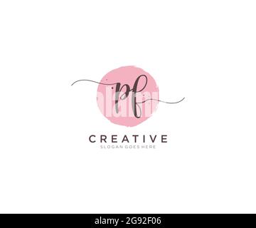 PF feminine Logo Schönheit Monogramm und elegantes Logo-Design, Handschrift Logo der ursprünglichen Signatur, Hochzeit, Mode, Blumen und botanischen mit kreativen Stock Vektor