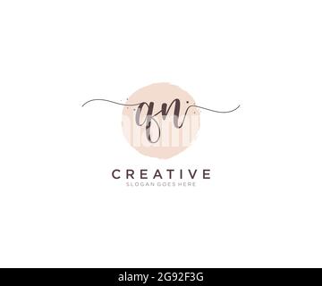 QN feminine Logo Schönheit Monogramm und elegantes Logo-Design, Handschrift Logo der ursprünglichen Signatur, Hochzeit, Mode, Blumen und botanischen mit kreativen Stock Vektor