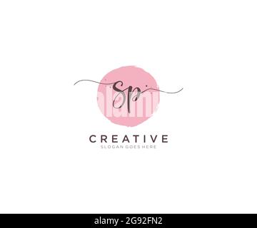 SP feminine Logo Schönheit Monogramm und elegantes Logo-Design, Handschrift Logo der ursprünglichen Signatur, Hochzeit, Mode, Blumen und botanischen mit kreativen Stock Vektor