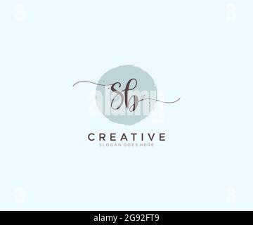 SB feminine Logo Schönheit Monogramm und elegantes Logo-Design, Handschrift Logo der ursprünglichen Signatur, Hochzeit, Mode, Blumen und botanischen mit kreativen Stock Vektor