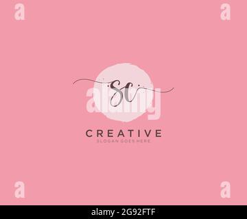 SC feminine Logo Schönheit Monogramm und elegantes Logo-Design, Handschrift Logo der ursprünglichen Signatur, Hochzeit, Mode, Blumen und botanischen mit kreativen Stock Vektor